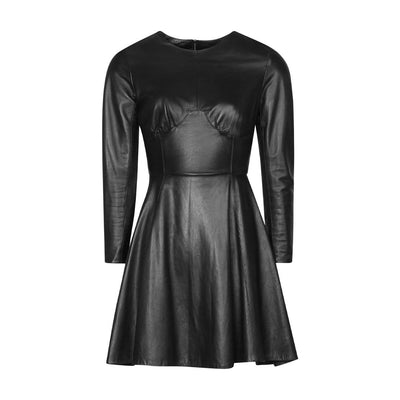 Beatrice LEATHER CORSETED DRESS - BLACK