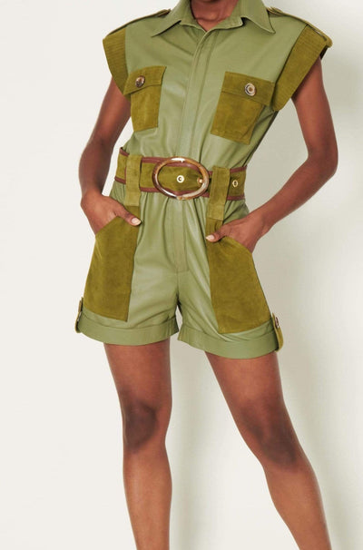 Brooke UTILITY BELTED PLAYSUIT - GREEN