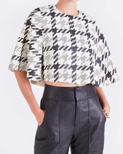Cecile CROPPED CAPE - HOUNDSTOOTH ONE SIZE