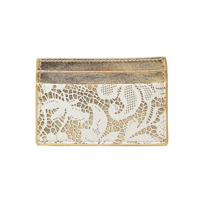 Dallas LACE LEATHER CARD HOLDER - MILK One Size