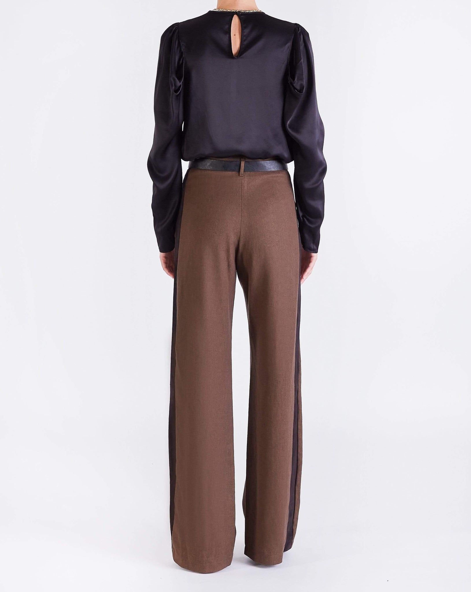 Edie WIDE LEG TROUSERS - BROWN