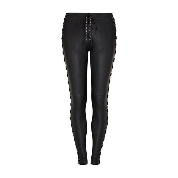 Leather lace hot sale up leggings