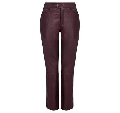 Jean CROPPED LEATHER TROUSER - CABERNET