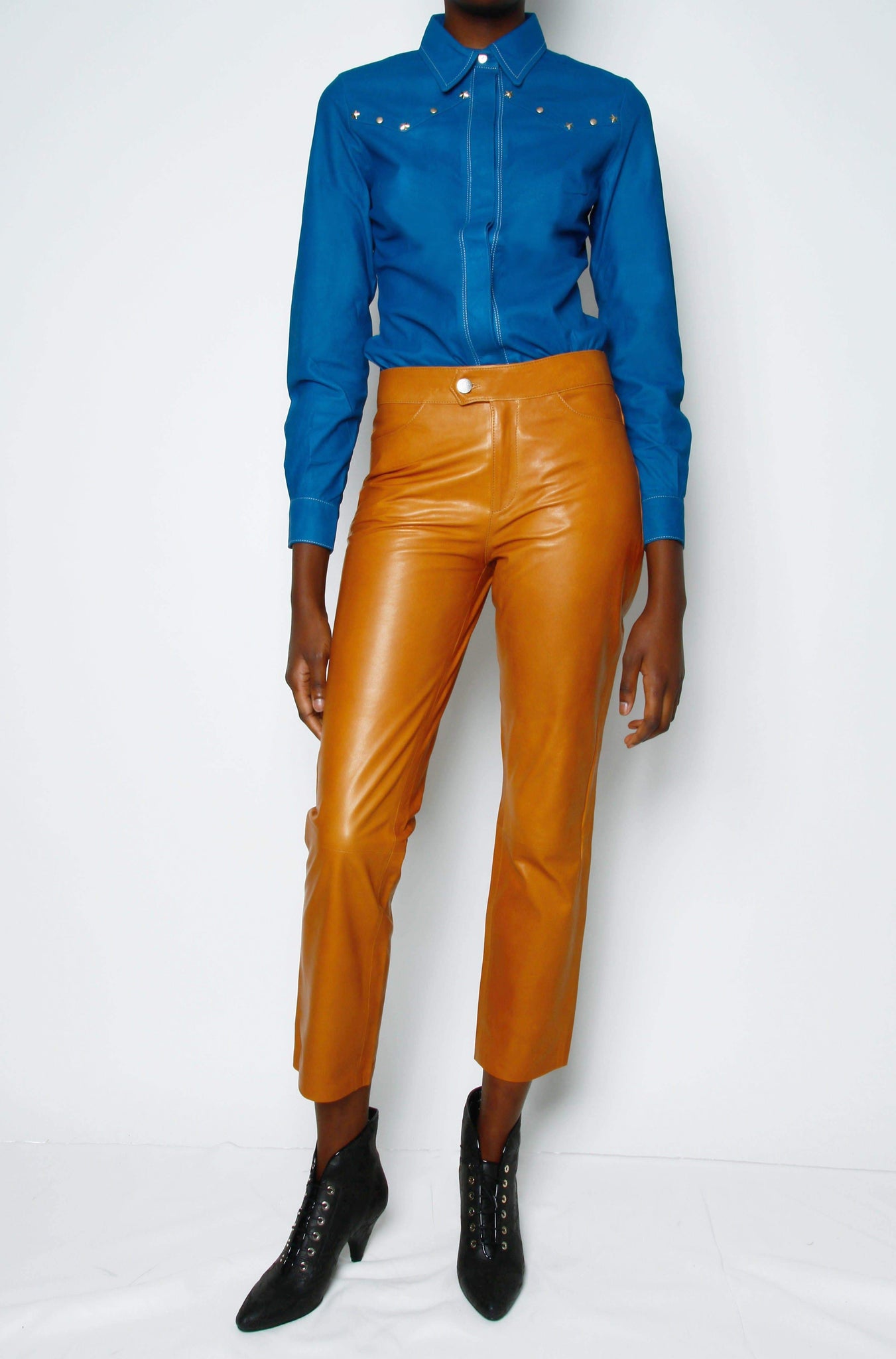 Little Mistress Leather Look Wide Leg Cropped Trousers Black at John Lewis   Partners