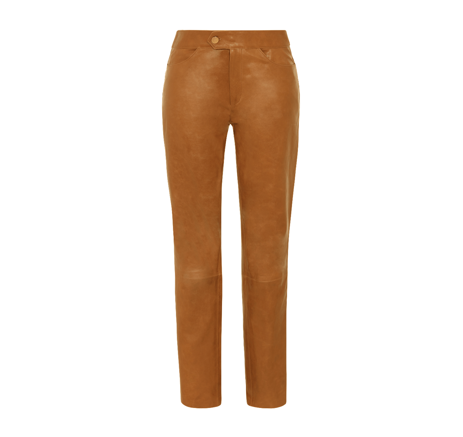 Jean CROPPED LEATHER TROUSER - COGNAC
