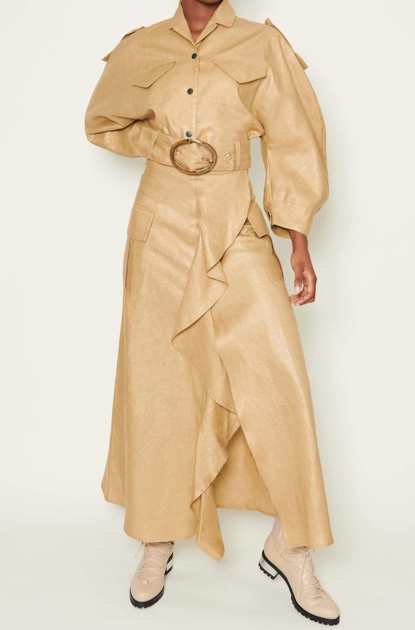 Jodie MIDI SPLIT SKIRT - GOLD SS21
