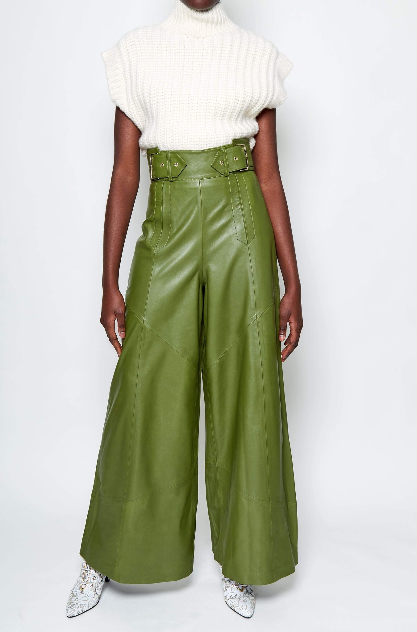 Buy Pants Dion Lee wide-leg leather trousers (C2091F22 LEATHER) | Luxury  online store First Boutique