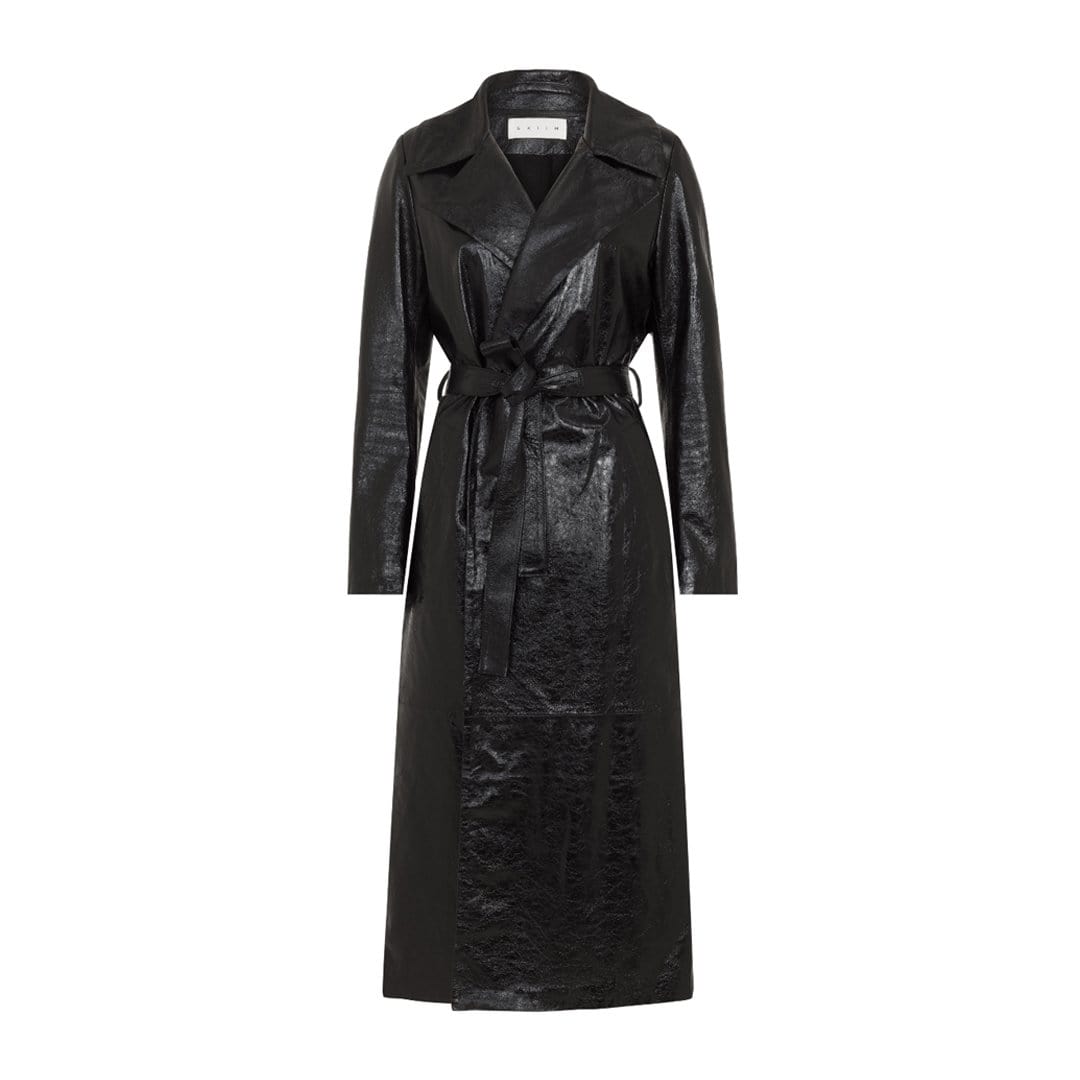 Karla LEATHER TRENCH COAT - BLACK
