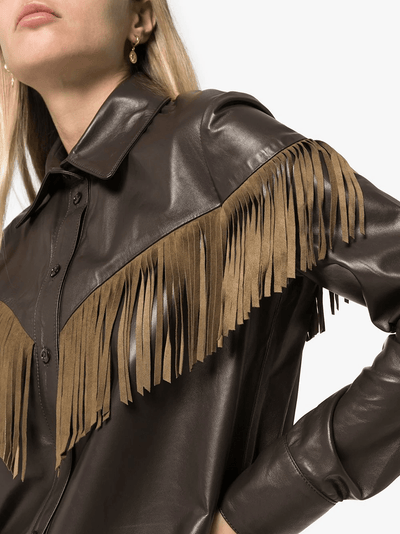 Lenny KHAKI CASUAL SHIRT WITH CAPED FRINGING (RENTAL) 36 / Khaki