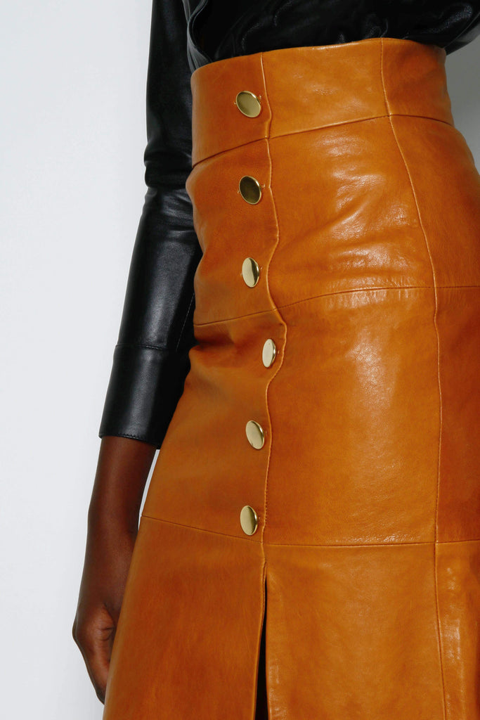 Skirts - Buy Button Front Leather Skirt online | Skiim London – SKIIM Paris