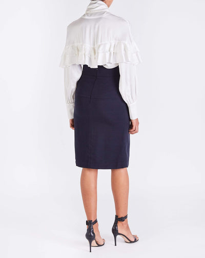 Lucy BUTTON FRONT SKIRT - NAVY