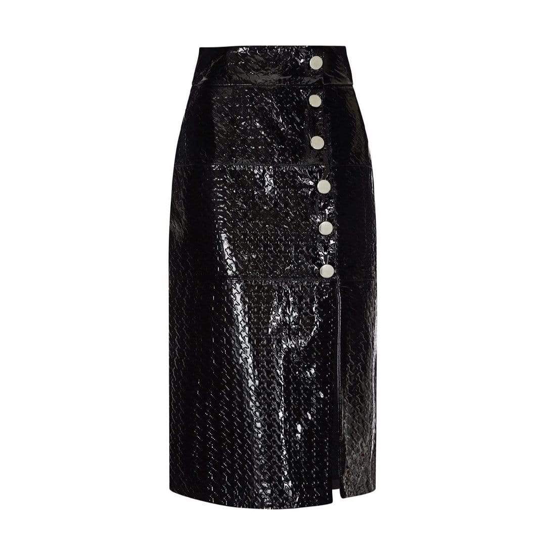Lucy HT EMBOSSED PATENT LEATHER SKIRT - BLACK