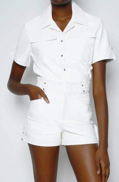 Marion S/S LEATHER SHIRT - MILK