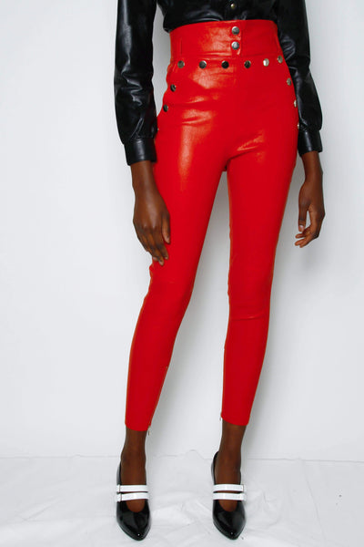 LEDERHOSE rot Lederjeans neu Hose Leder Lustfashion leather trousers pants  red | eBay