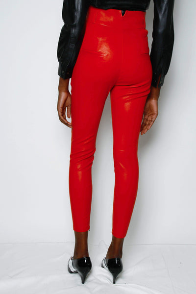 Trend Alaçatı Stili Women's Black High Waist Slit Faux Leather Trousers  ALC-X10891 - Trendyol