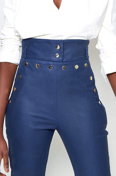 W Navy High Rise Trousers