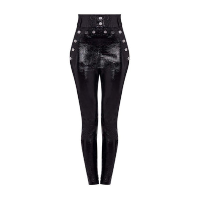 High Waisted Faux Leather Zipper glossy leather Skinny pants – sunifty