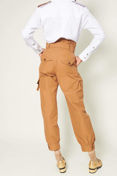 Penelope PLEAT FRONT ANKLE CUFF TROUSERS - CINNAMON