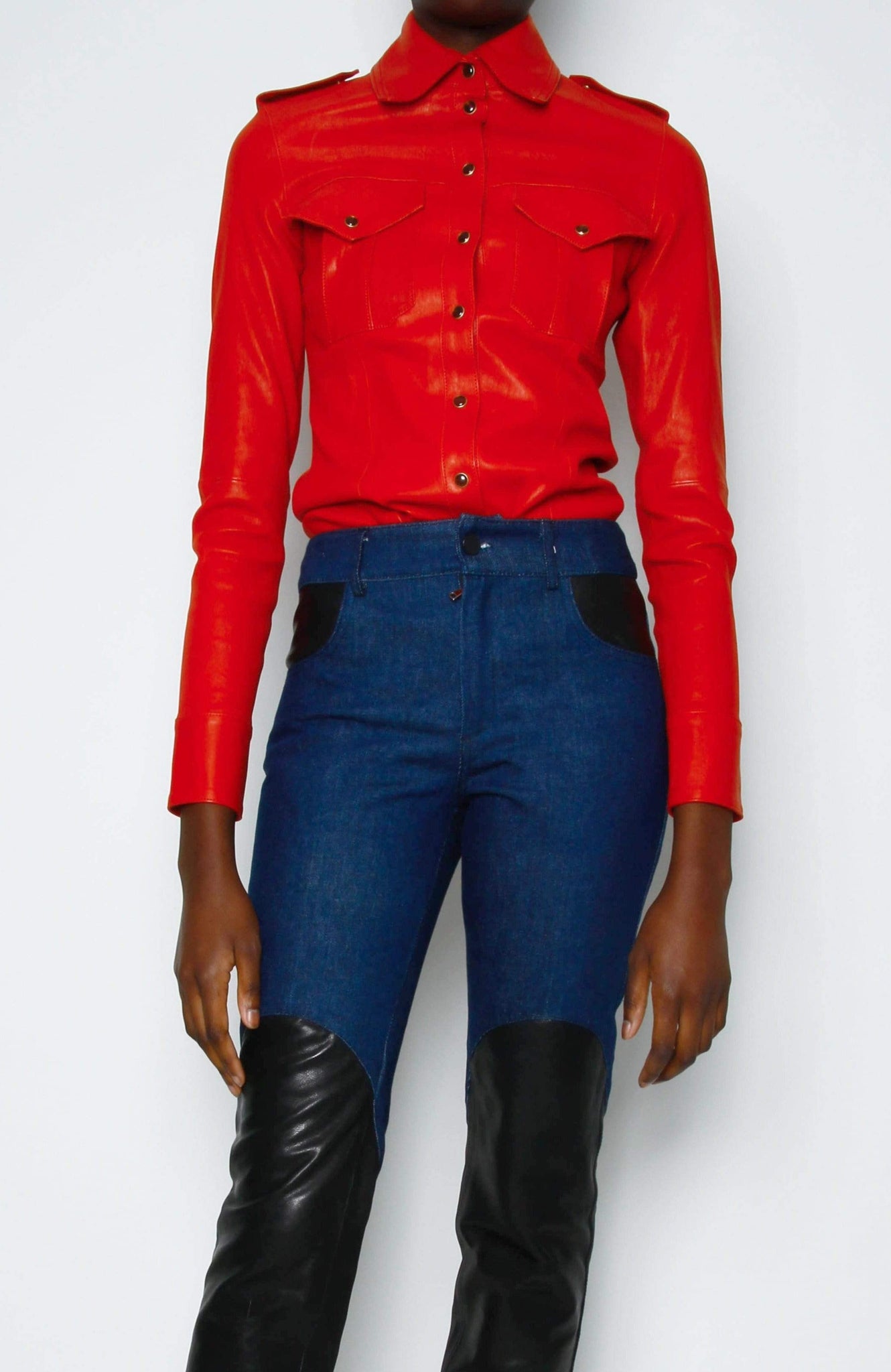 Richie LEATHER UTILITY SHIRT - RED