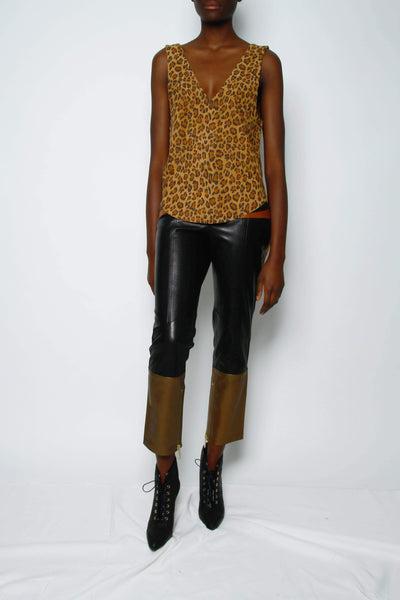 Sam LEATHER VEST - LEOPARD